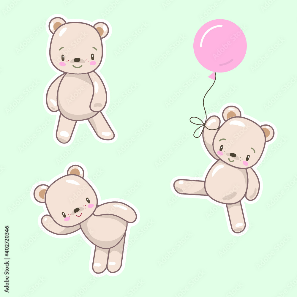 cute cartoon little bear dancing and naughty