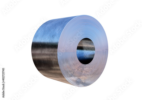 Steel sheet roll isolated on white background