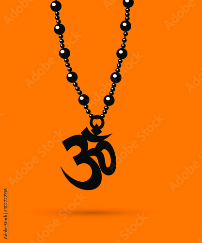 Om chain vector graphic symbol, Om Necklace graphic trendy design.