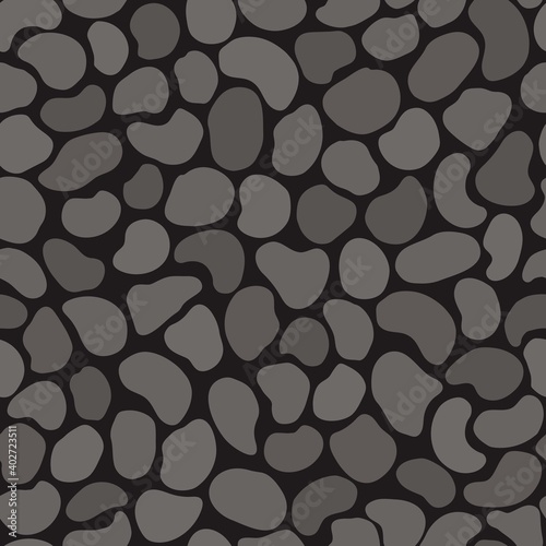 Seamless texture gray rounded stones. Abstract trendy background. Fashion ornament for textiles, Wallpaper, packaging paper. Vector.