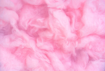 Pink cotton wool background, abstract fluffy soft color sweet candyfloss texture