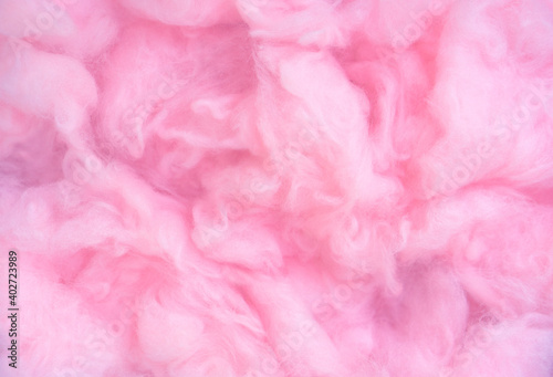 Pink cotton wool background, abstract fluffy soft color sweet candyfloss texture