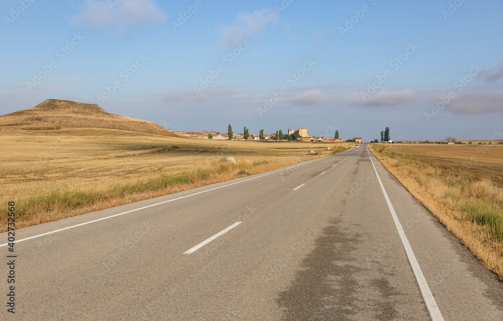 BU-400 paved road next to Castrillo Mota de Judios, province of Burgos, Castile and Leon, Spain