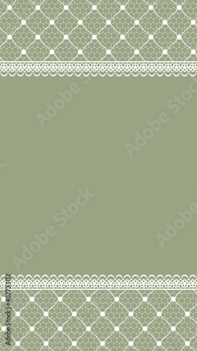 Template of greeting or wedding invitation card with lace frame