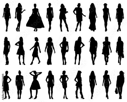 Silhouettes of fashion on a white background