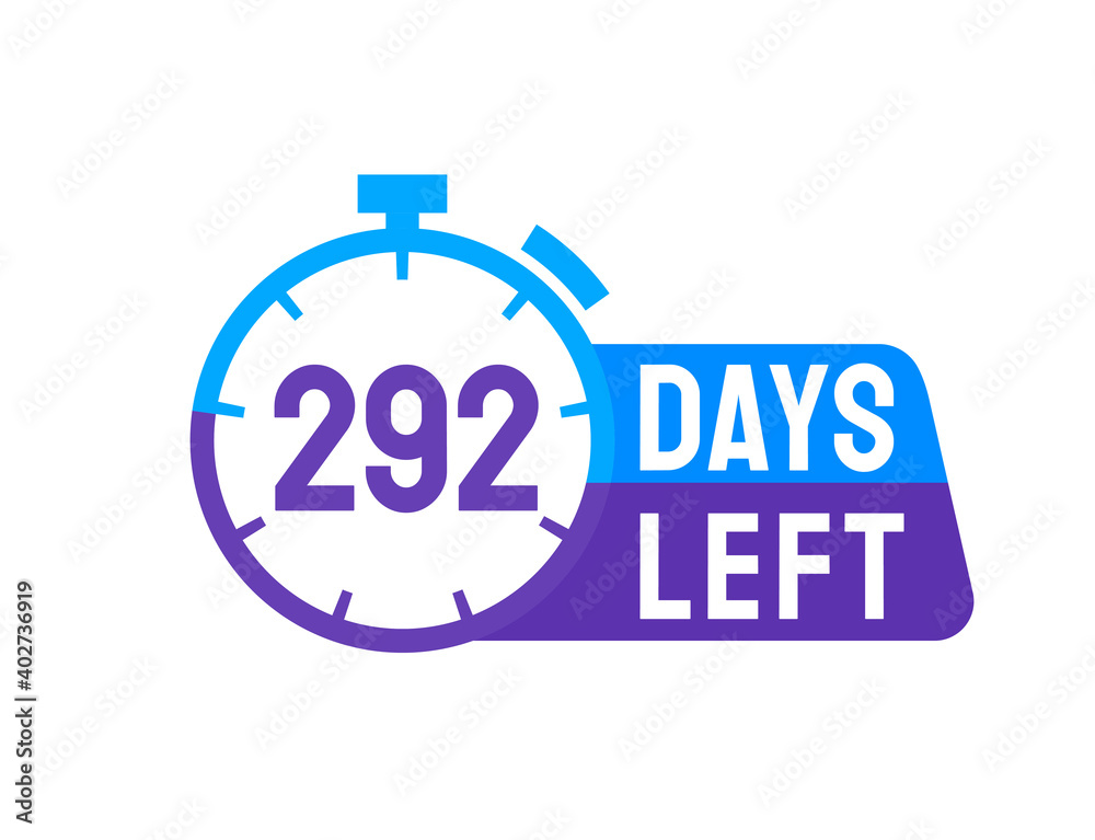 292 Days Left labels on white background. Days Left icon 292 Days Left labels on white background. Days Left icon