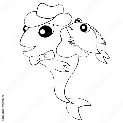 Fish in the image of a Cowboy in black and white