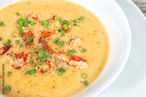 Closeup lobster bisque