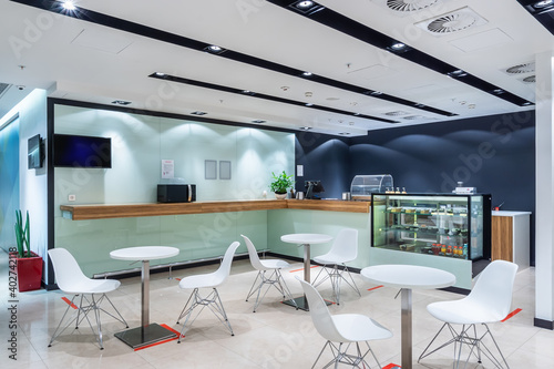 Light colored office canteen at the business center.