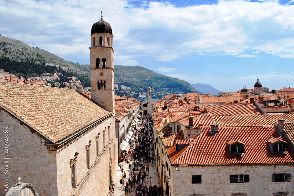 Dubrovnik, Croatia: A crowded pedestrian street. Dubrovnik is a filming location for a popular TV series and cruise port. Some fear that over tourism will ruin the old world charm. 