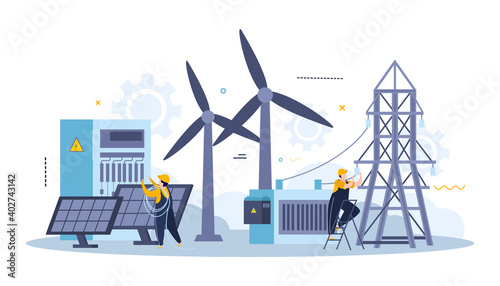 Electricity Power Flat Composition