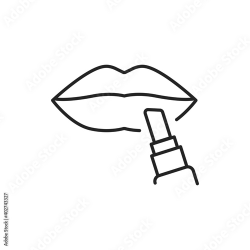 Apply lipstick line color icon. Sign for web page, mobile app