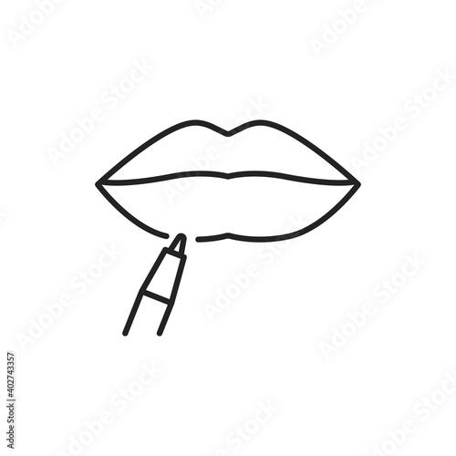 Apply lip liner line color icon. Sign for web page, mobile app