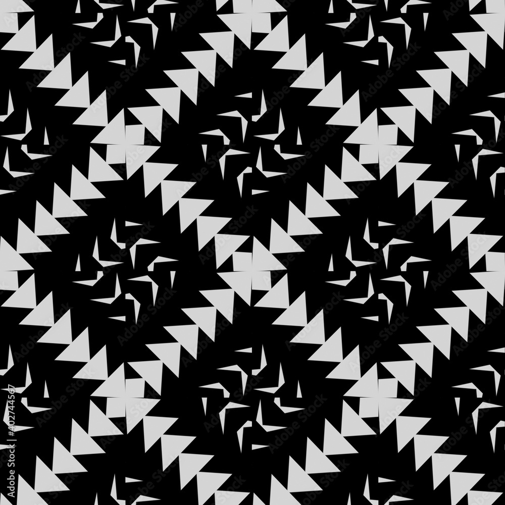 Black and white texture. Abstract seamless geometric pattern. 