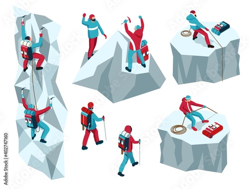 Obraz na plátne Mountain Climbers Icons Collection