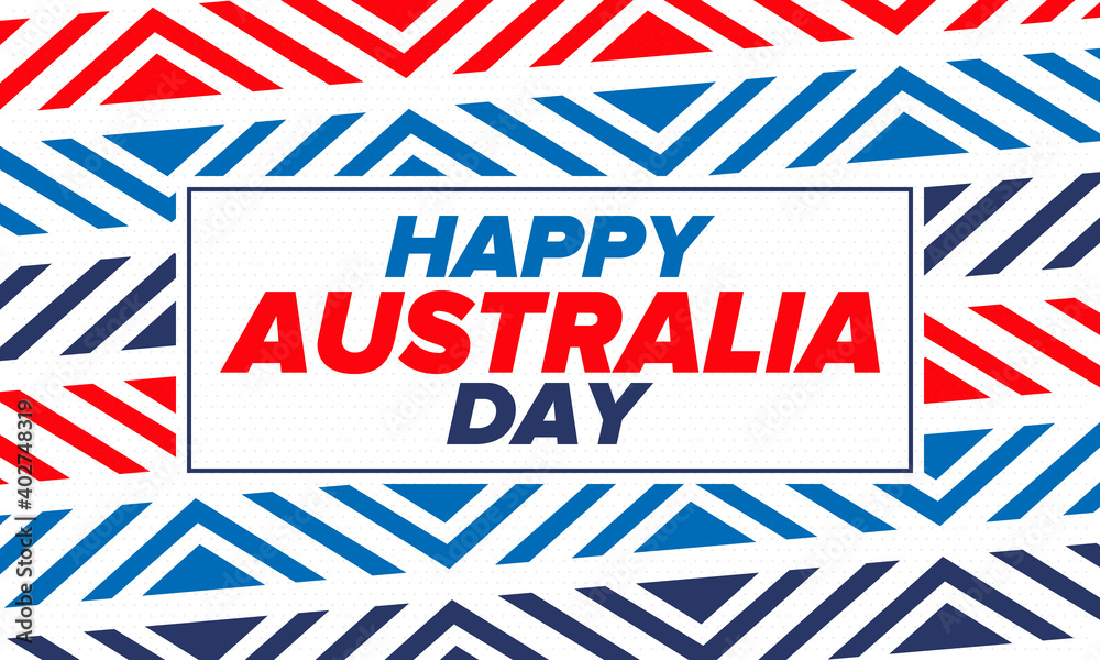 Australia Day. National happy holiday, celebrated annual in January 26. Australian patriotic elements. Kangaroo silhouette. Poster, card, banner and background. Vector illustration
