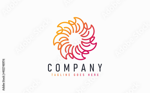 Abstract Modern Logo Design Based From Circular Round Lines. Geometric Colorful Lines Symbol. Usable For Business, Community, Foundation, Services, Tech, Company. Vector Logo Design Illustration.