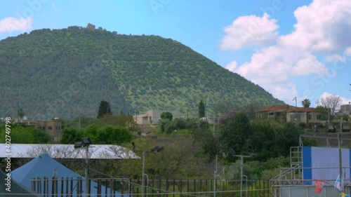 Mount Tabor(Har Tavor) is located in Lower Galilee, Israel, at the eastern end of the Jezreel Valley, 18 kilometres west of the Sea of Galilee. 4K