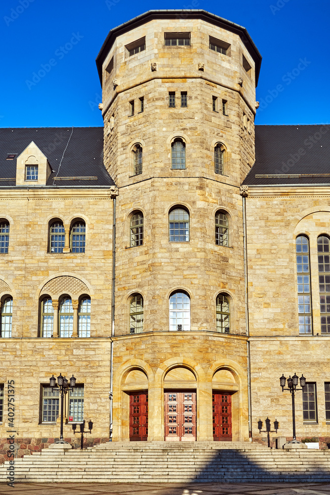 Fototapeta premium Facade and tower of a historic Neo-Baroque building with columns