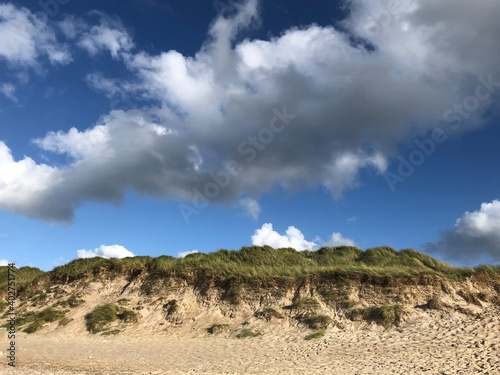 Dune landscape, blue sky and clouds, North Jutland, Denmark