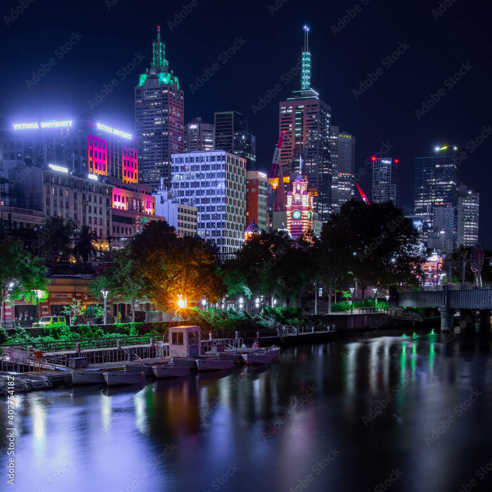Obraz premium melbourne skyline at night