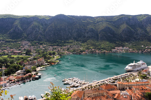 Beautiful view of Kotor Old Town and Bay of Kotor, Montenegro from above.