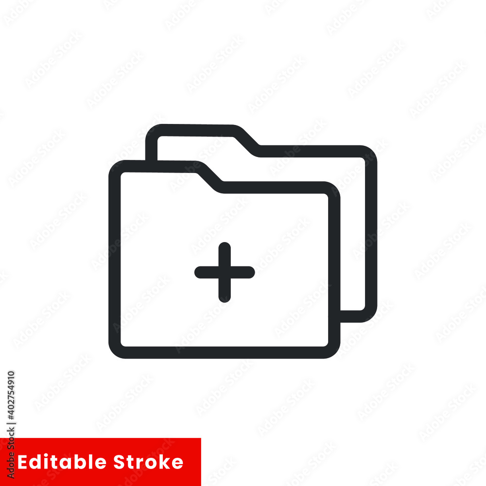 Add folder line icon for web template and app. Editable stroke vector illustration design on white background. EPS 10 Add folder line icon for web template and app. Editable stroke vector illustration design on white background. EPS 10