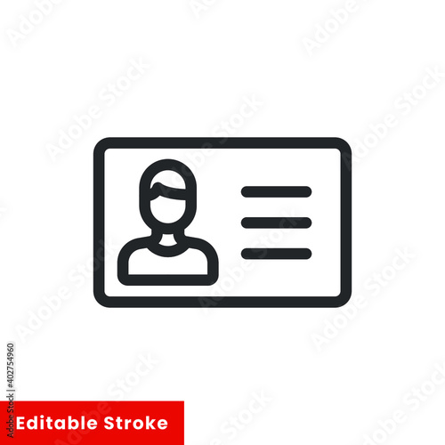 Id card identity line icon for web template and app. Editable stroke vector illustration design on white background. EPS 10