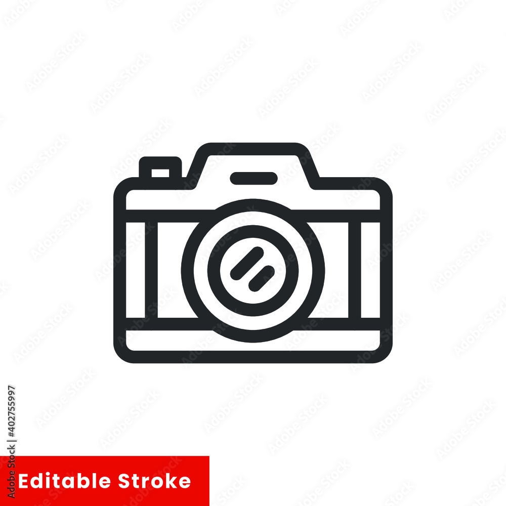 Photo camera line icon for web template and app. Editable stroke vector illustration design on white background. EPS 10 Photo camera line icon for web template and app. Editable stroke vector illustration design on white background. EPS 10