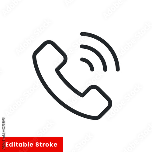 Phone call line icon for web template and app. Editable stroke vector illustration design on white background. EPS 10