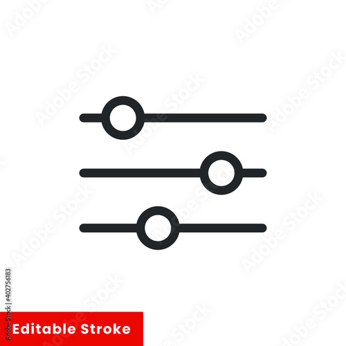 Settings bar line icon for web template and app. Editable stroke vector illustration design on white background. EPS 10