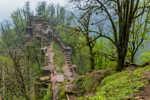 Walls of Rudkhan castle in Gilan province, Iran photo