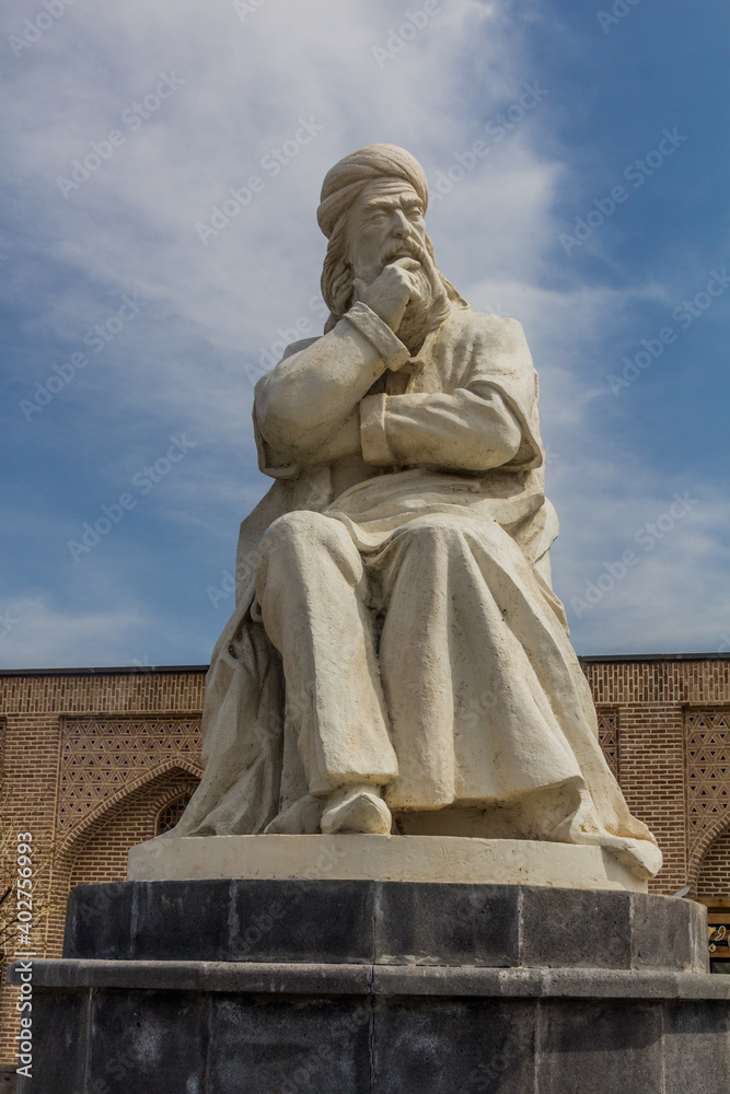 ARDABIL, IRAN - APRIL 10, 2018: Sheikh Safi-ad-din Ardabili statue in Ardabil, Iran