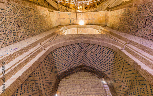 Interior of the Dome of Soltaniyeh (Tomb of Oljeitu) in Zanjan province, Iran photo