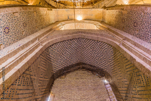SOLTANIYEH, IRAN - APRIL 13, 2018: Interior of the Dome of Soltaniyeh (Tomb of Oljeitu) in Zanjan province, Iran photo