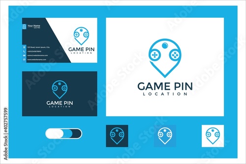 logo location game design with line and business card style