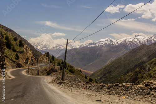 Road M34 in Turkestan mountain Range in Tajikistan photo