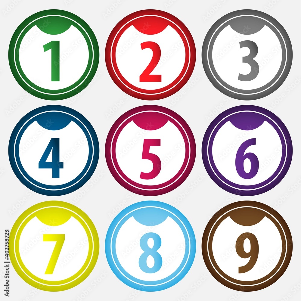 set of buttons with numbers, Number Flat Design, Number Set vector illustration. set of buttons with numbers, Number Flat Design, Number Set vector illustration.