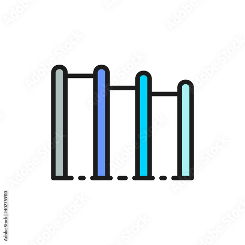 Horizontal crossbar, playground flat color line icon.