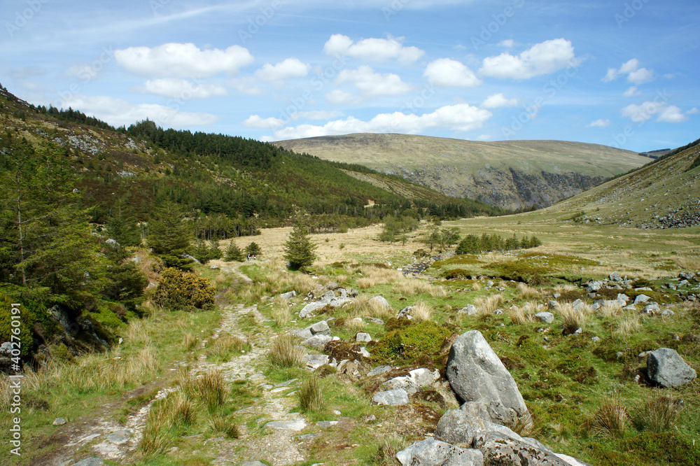 Hike around Fraughan Rock Valley, Wicklow Mountains, Ireland.