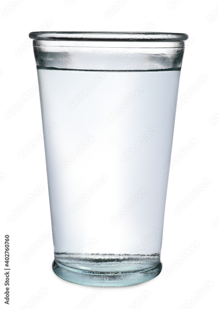 New clean glass with water isolated on white New clean glass with water isolated on white