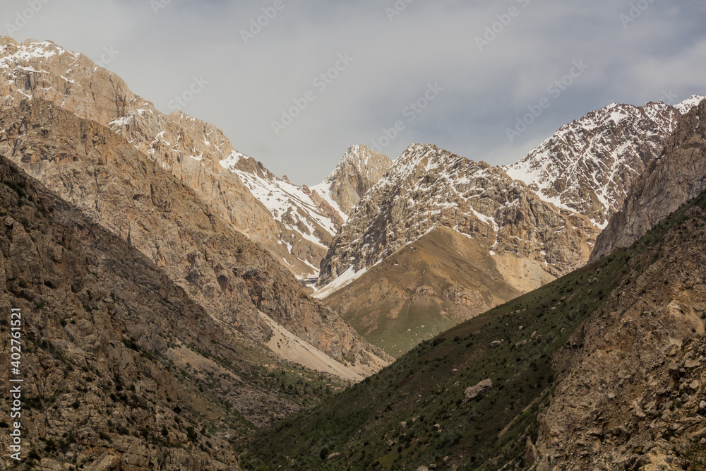 Snowy slopes of Fann mountains, Tajikistan