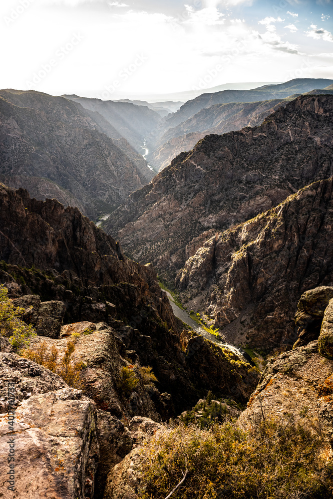 Looking Down The Canyone of Light Shafts and Black Rock