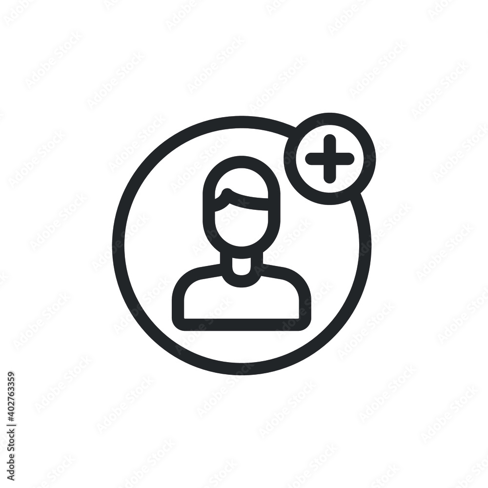 Add user line icon for web template and app. Vector illustration design on white background. EPS 10 Add user line icon for web template and app. Vector illustration design on white background. EPS 10