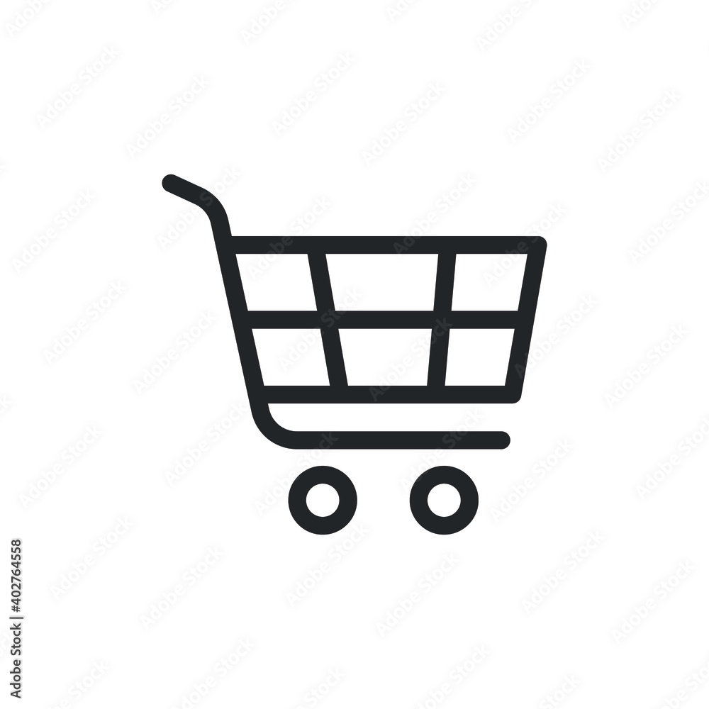 Shopping cart, internet market store line icon for web template and app. Vector illustration design on white background. EPS 10