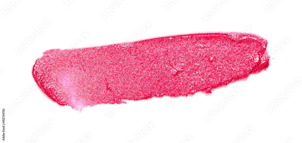 Fototapeta premium Single Smear of Lipstick and Lip Gloss Swatch on a White Background