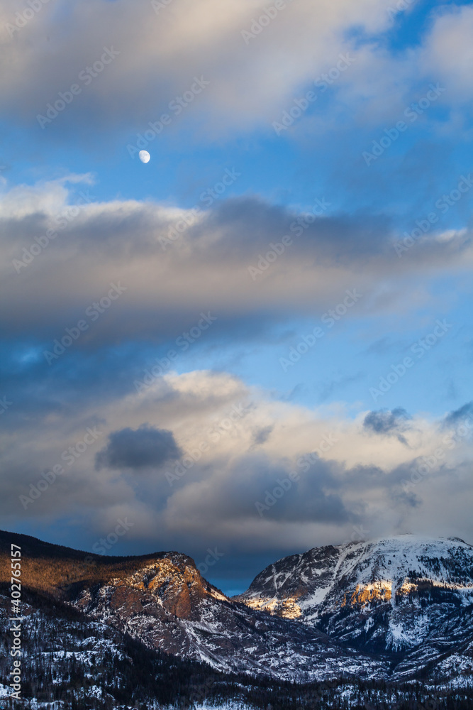 Moon rising over Mount Craig at Grand Lake, Colorado