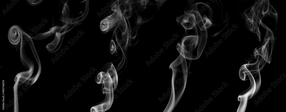 custom made wallpaper toronto digitalCollection swirling movement of white smoke group, abstract line Isolated on black background