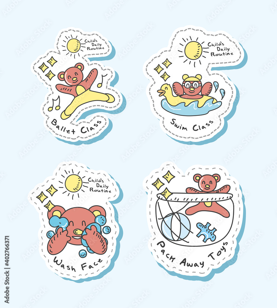 Cute hand drawn set of stickers Cute hand drawn set of stickers