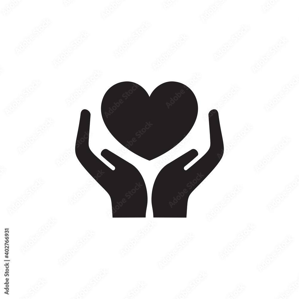 Hand holding heart icon isolated on white background Hand holding heart icon isolated on white background